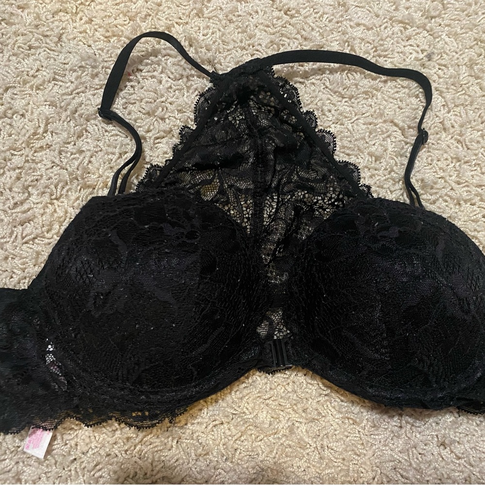 Push up black lace PINK bra
